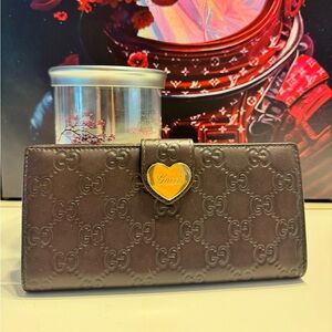GUCCI Heart Guccissima Continental Wallet